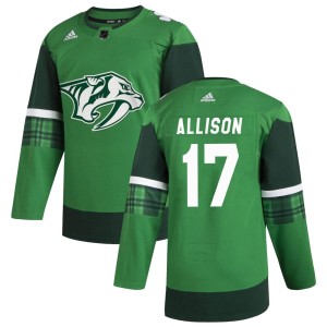 Wade Allison Men's Adidas Nashville Predators Authentic Green 2020 St. Patrick's Day Jersey