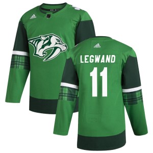 David Legwand Men's Adidas Nashville Predators Authentic Green 2020 St. Patrick's Day Jersey