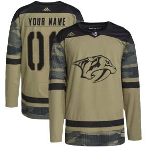 Custom Youth Adidas Nashville Predators Authentic Camo Custom Military Appreciation Practice Jersey