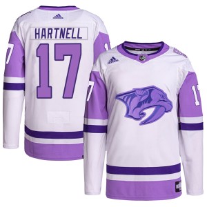 Scott Hartnell Men's Adidas Nashville Predators Authentic White/Purple Hockey Fights Cancer Primegreen Jersey