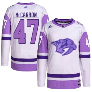 Michael McCarron Men's Adidas Nashville Predators Authentic White/Purple Hockey Fights Cancer Primegreen Jersey
