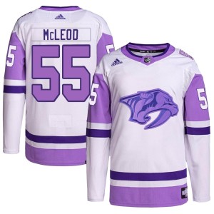 Cody Mcleod Men's Adidas Nashville Predators Authentic White/Purple Cody McLeod Hockey Fights Cancer Primegreen Jersey