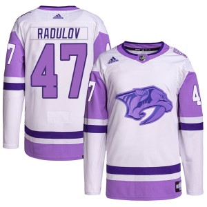 Alexander Radulov Men's Adidas Nashville Predators Authentic White/Purple Hockey Fights Cancer Primegreen Jersey