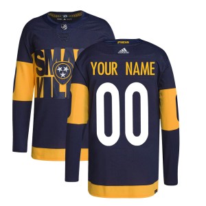 Custom Youth Adidas Nashville Predators Authentic Navy Custom 2022 Stadium Series Primegreen Jersey