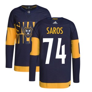 Juuse Saros Youth Adidas Nashville Predators Authentic Navy 2022 Stadium Series Primegreen Jersey