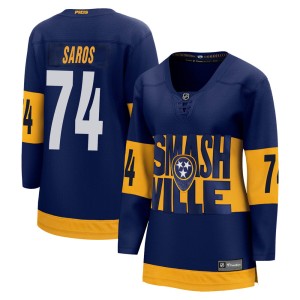Juuse Saros Women's Fanatics Branded Nashville Predators Breakaway Navy 2022 Stadium Series Jersey