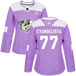 Luke Evangelista Women's Adidas Nashville Predators Authentic Purple Fights Cancer Practice Jersey