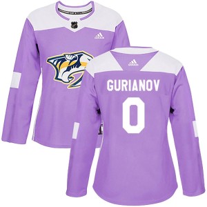 Denis Gurianov Women's Adidas Nashville Predators Authentic Purple Fights Cancer Practice Jersey