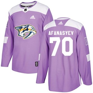 Egor Afanasyev Youth Adidas Nashville Predators Authentic Purple Fights Cancer Practice Jersey