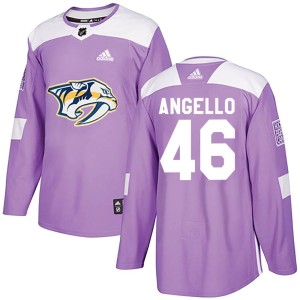 Anthony Angello Youth Adidas Nashville Predators Authentic Purple Fights Cancer Practice Jersey