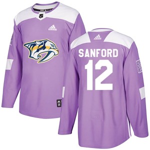 Zach Sanford Youth Adidas Nashville Predators Authentic Purple Fights Cancer Practice Jersey