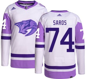 Juuse Saros Youth Adidas Nashville Predators Authentic Hockey Fights Cancer Jersey