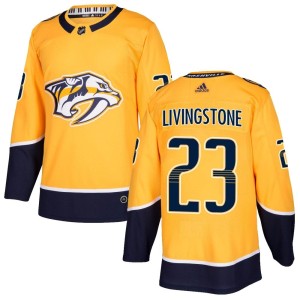 Jake Livingstone Men's Adidas Nashville Predators Authentic Gold Home Jersey