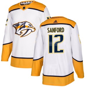 Zach Sanford Youth Adidas Nashville Predators Authentic White Away Jersey