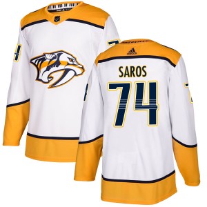 Juuse Saros Youth Adidas Nashville Predators Authentic White Away Jersey