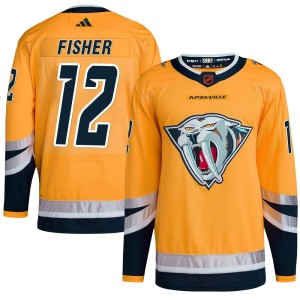 Mike Fisher Youth Adidas Nashville Predators Authentic Yellow Reverse Retro 2.0 Jersey