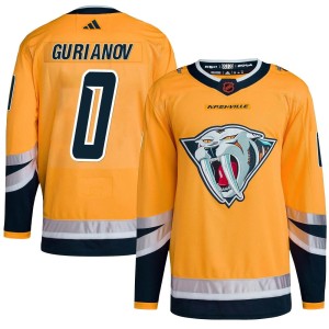 Denis Gurianov Youth Adidas Nashville Predators Authentic Yellow Reverse Retro 2.0 Jersey