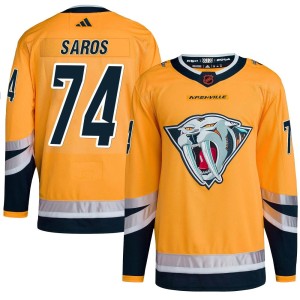 Juuse Saros Youth Adidas Nashville Predators Authentic Yellow Reverse Retro 2.0 Jersey